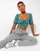 Image of Yiava Crop Top mit Blumenmuster Grün