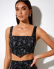 Image of Zana Korsett Top in Barock Cherub Schwarz und Grau