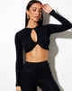 Bild von Zen Crop Top in Rippe Schwarz