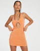 Zione Bodycon Kleid in Orange Diamantene Schnalle