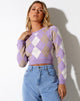 Image of Zuki Pullover in Argyle Flieder Creme und Tan