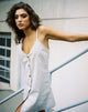 Image of Esana Slip-Kleid in Tonal Plaid Almond