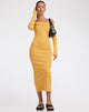Image of Shiloh Langärmeliges Kleid aus Rippstrick in Dottergelb