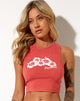Bild von Vasque Vest Top in Lycra Rot Hibiskus Paradies
