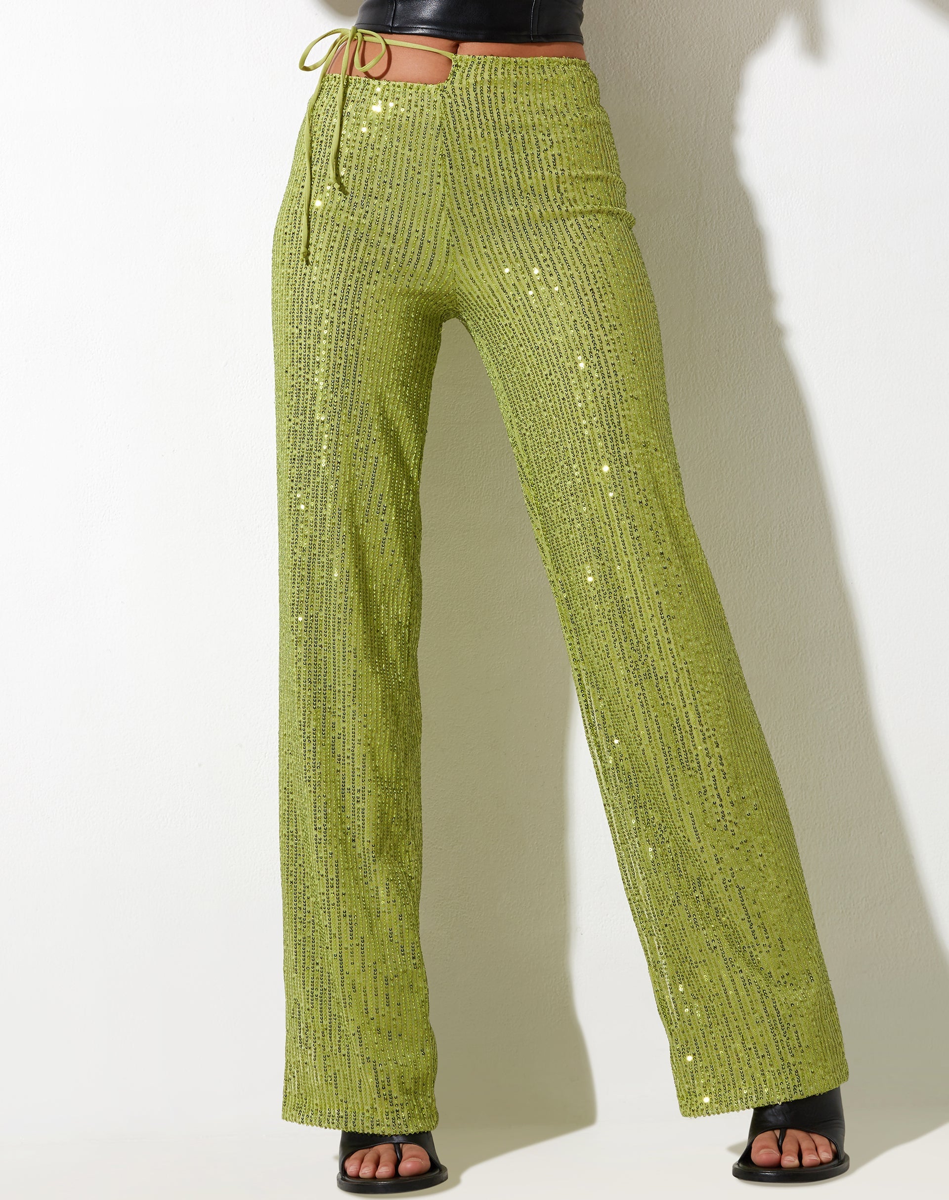 Image of Sanju Hose aus Drape Pailletten lindgrün