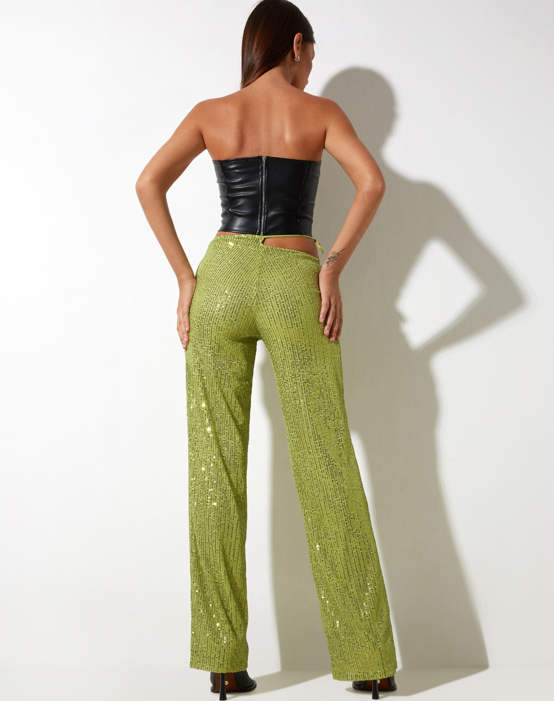 Image of Sanju Hose aus Drape Pailletten lindgrün