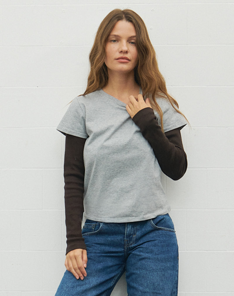 Clio Baggy Tee in Grau meliert