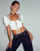 Bild von Sanura Tie Up Crop Top in Satin Elfenbein