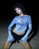 Image of Anchi Mesh Long Sleeve Top in Blau Seestern Photoprint