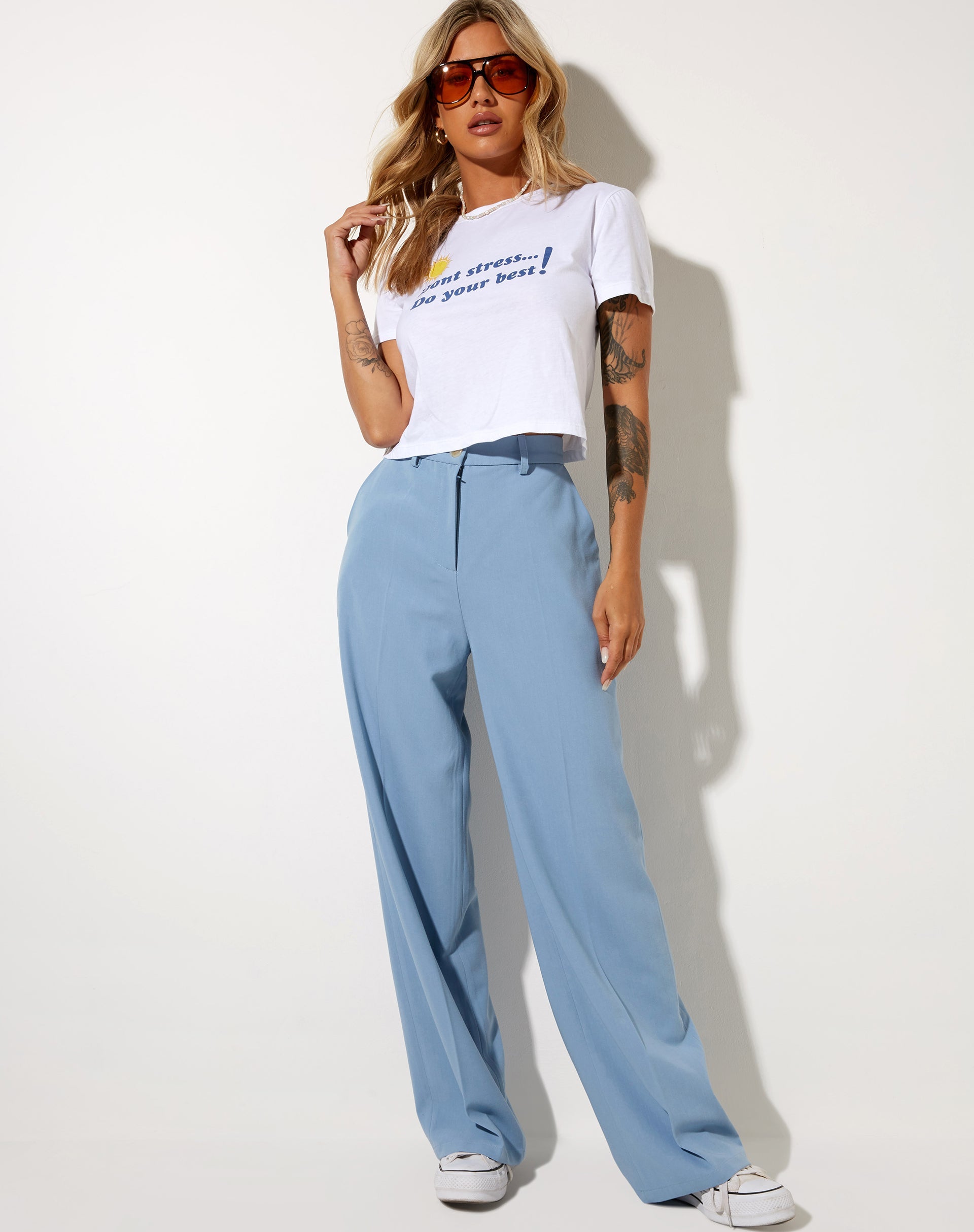 Image of Abba Straight Leg Hose in Tailoring Blau