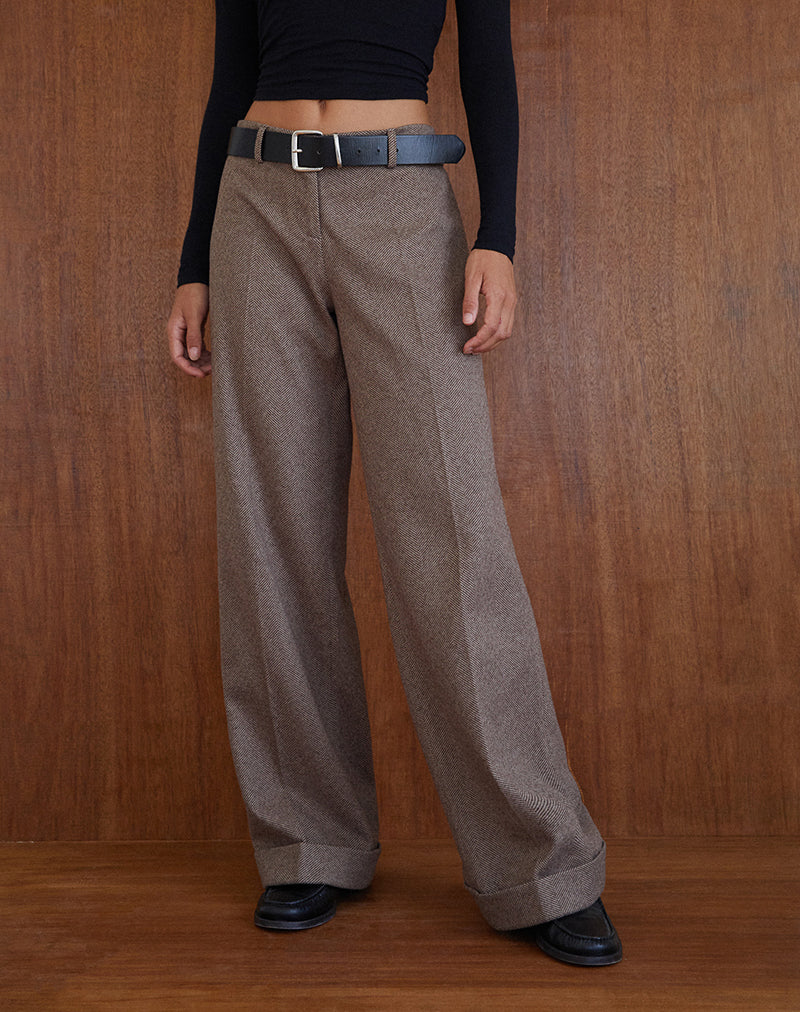 Image of Abdel Maßgeschneiderte Hose aus Kunstwolle in Walnuss