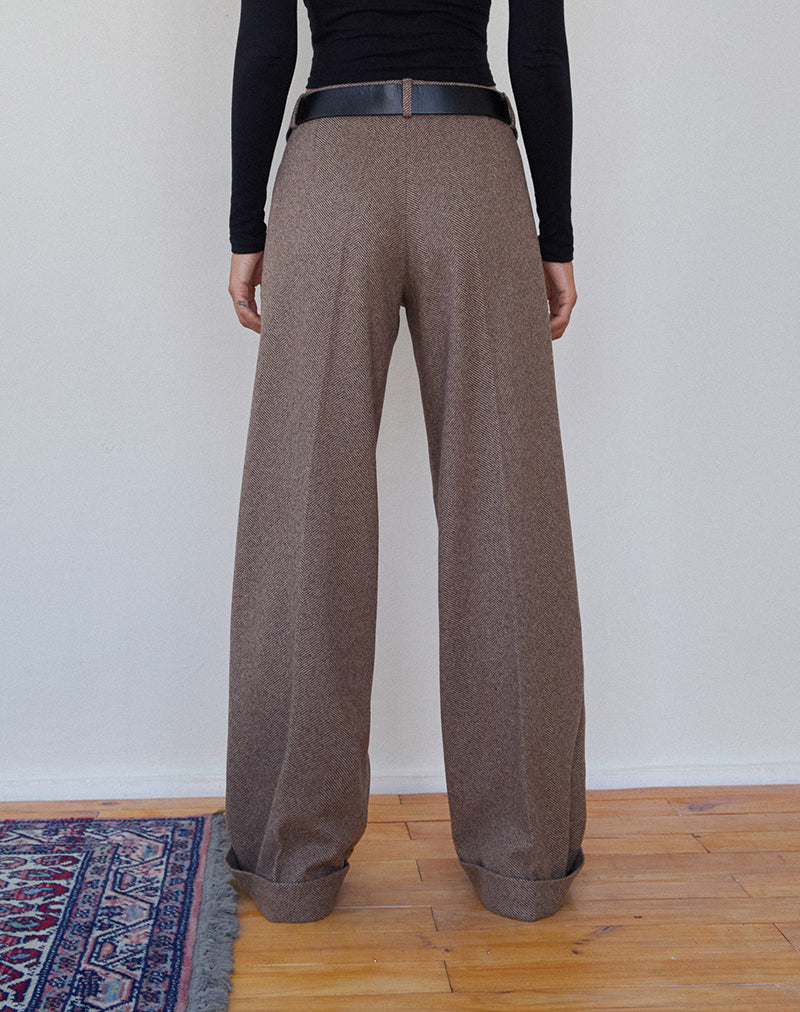 Image of Abdel Maßgeschneiderte Hose aus Kunstwolle in Walnuss