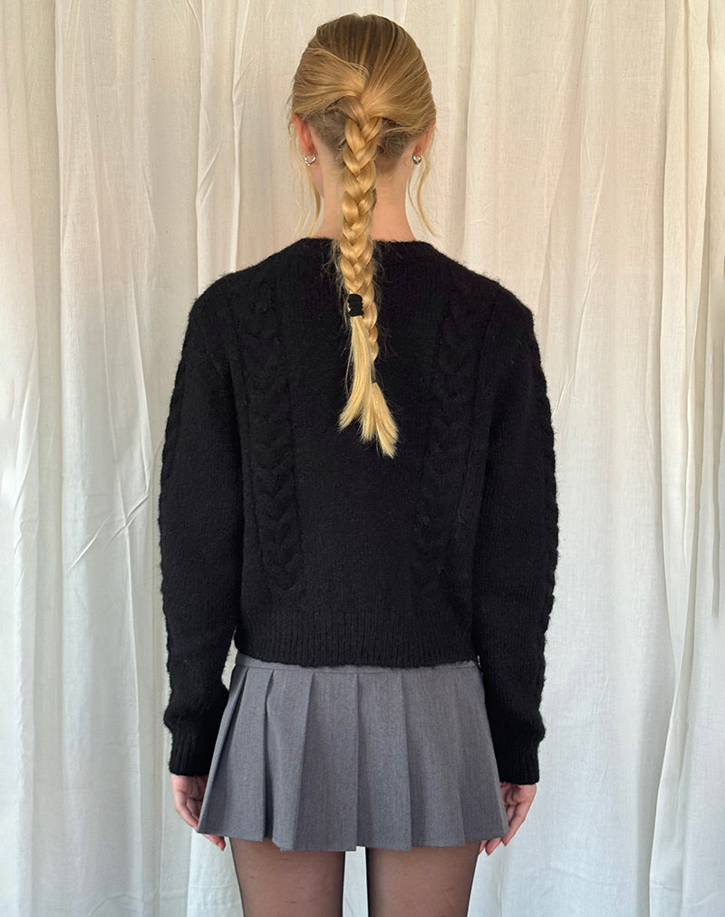 Image of Abelia Kabelstrickjacke in Schwarz