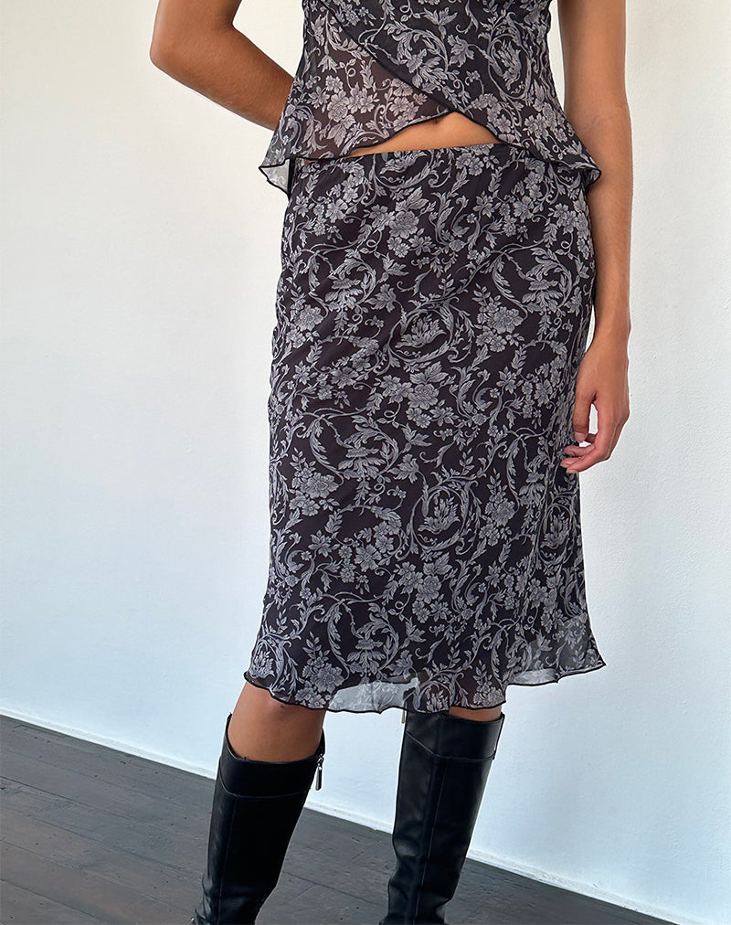 Abetzi Midirock aus schwarzem Barockdruck