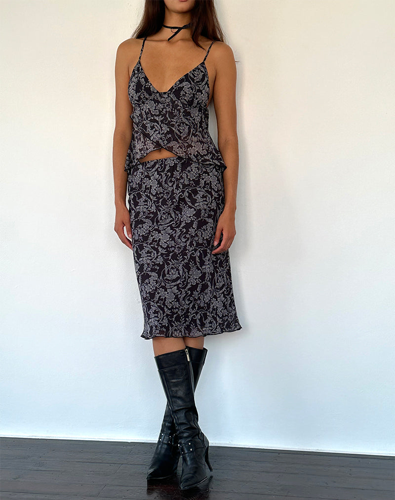 Image of Abetzi Midirock aus schwarzem Barockdruck