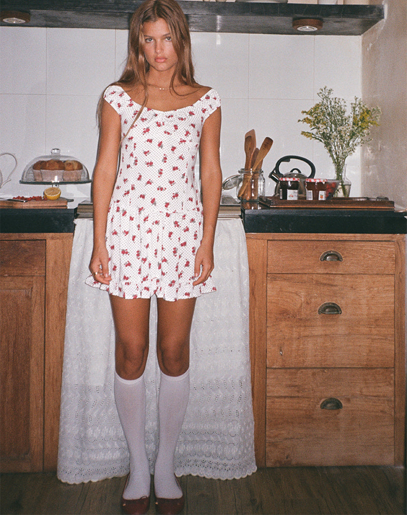Bild von Aca Bardot Minikleid in Weiß Rose Polka