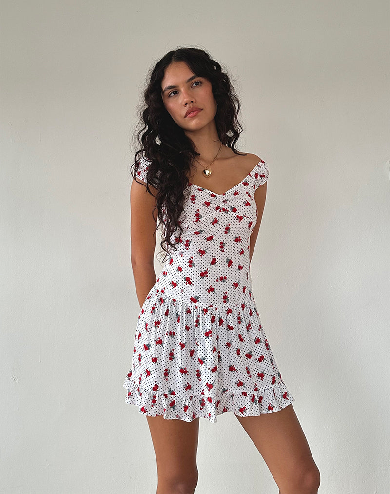 Bild von Aca Bardot Minikleid in Weiß Rose Polka