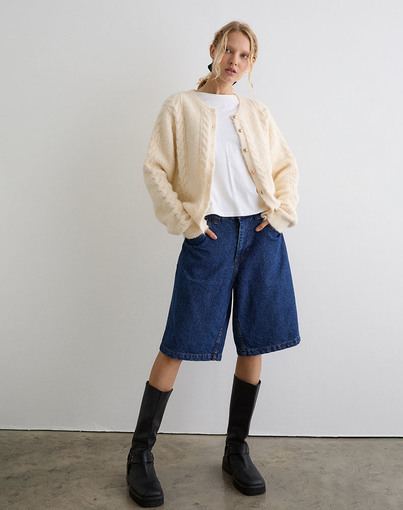 Image of Aceso Strickjacke aus Bürstenstrick Elfenbein