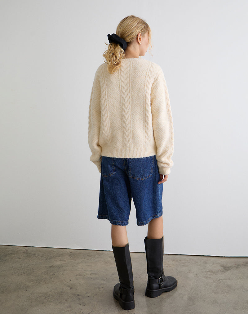 Image of Aceso Strickjacke aus Bürstenstrick Elfenbein