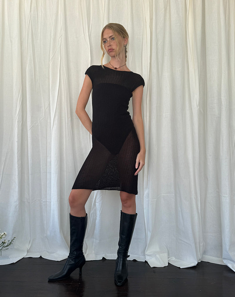 Image of Adeline Midikleid aus breitem Rippenstrick Schwarz
