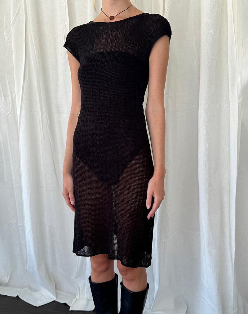 Image of Adeline Midikleid aus breitem Rippenstrick Schwarz
