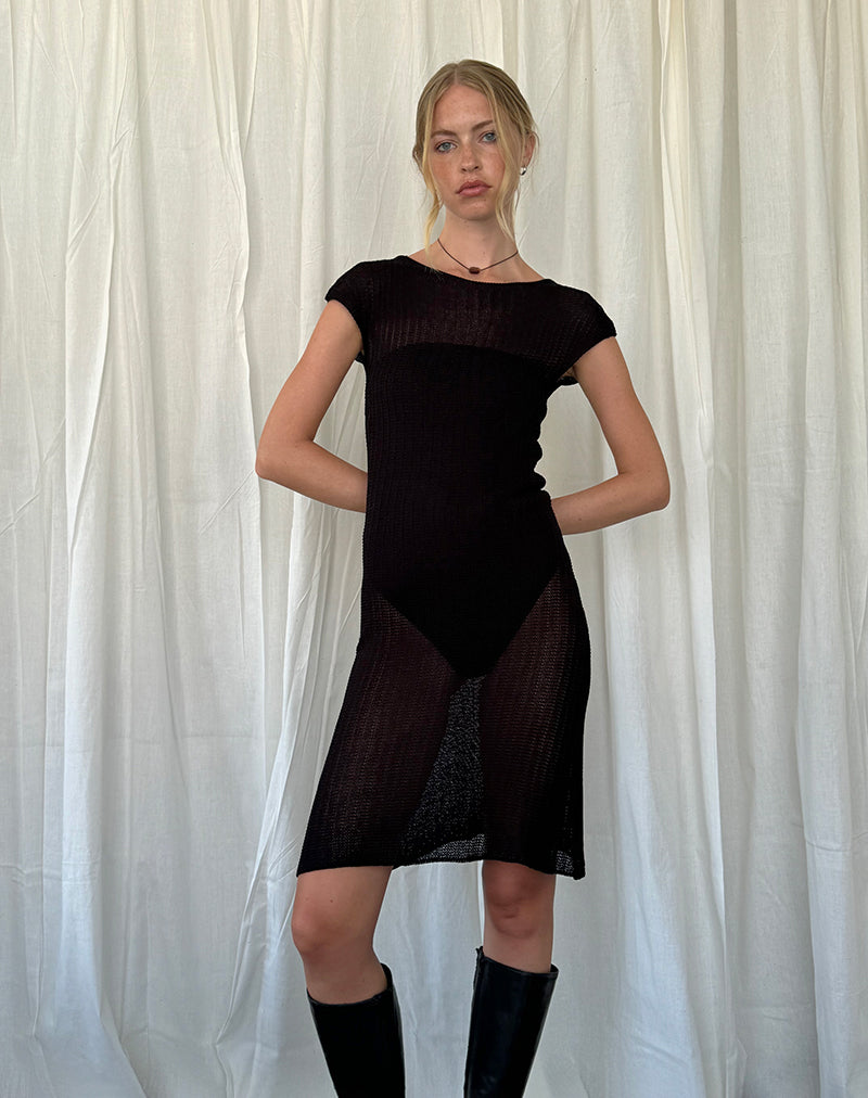 Adeline Midikleid aus breitem Rippenstrick Schwarz