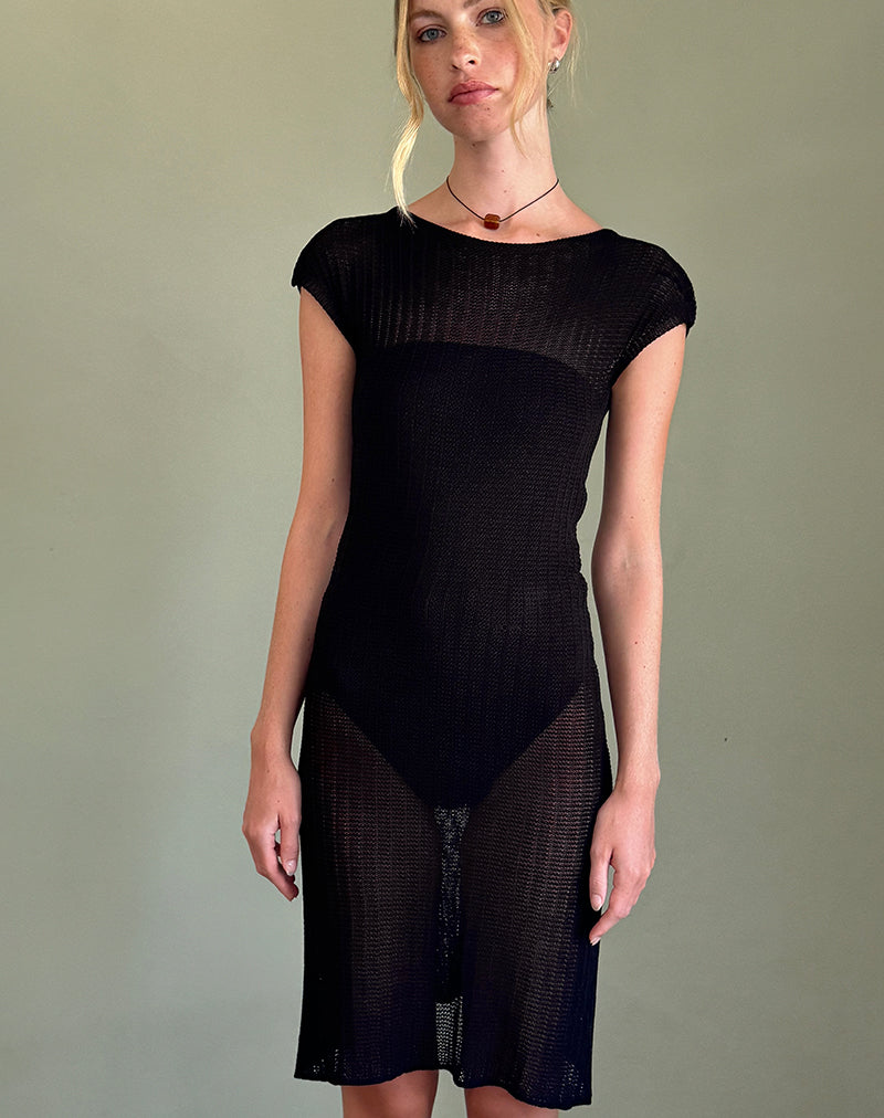 Adeline Midikleid aus breitem Rippenstrick Schwarz