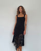 Image of Adeliza Asymmetrisches Midikleid aus floraler Spitze Jet Black