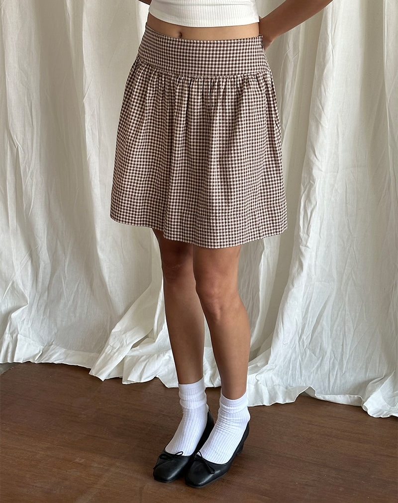 Adinda Midirock aus Mini-Gingham Braun