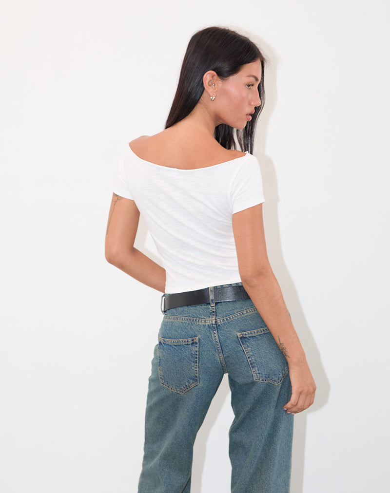 Bild von Adrian Off Shoulder Tee in Slub Ivory