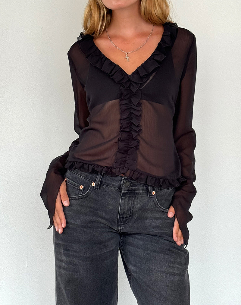 Adriana Rüschentop aus Chiffon Schwarz