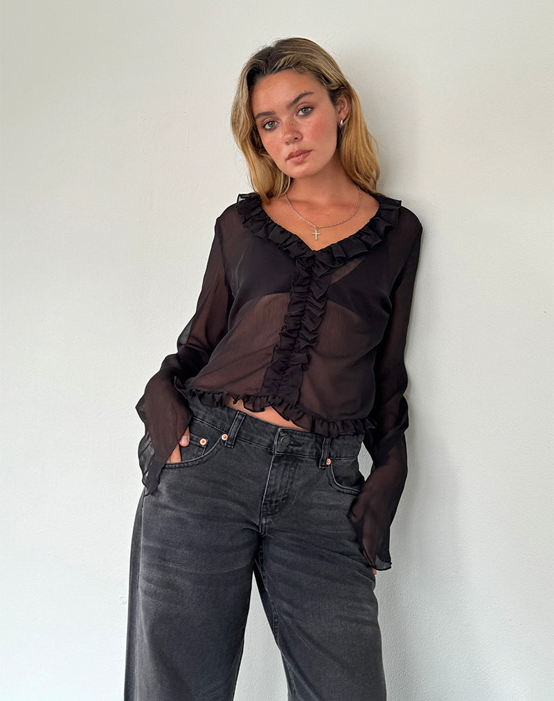 Adriana Rüschentop aus Chiffon Schwarz