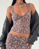 Bild von Aerin Mesh Cap Sleeve Top in Botanist Flock Dark Taupe