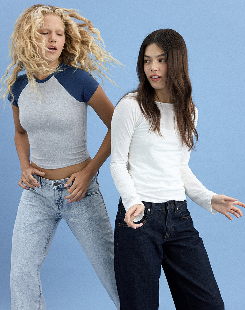 Bild von Agneta Tee in der Farbkombination Grau meliert und Marineblau