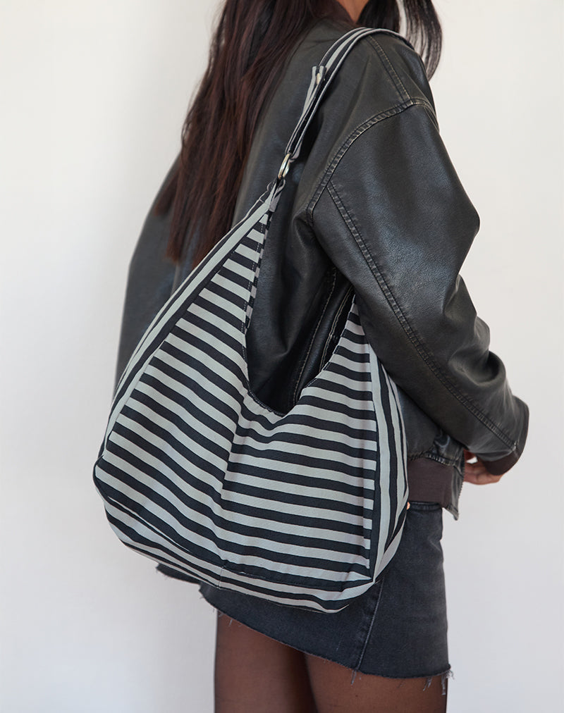 Aimi Tasche in Grau und Schwarz gestreift