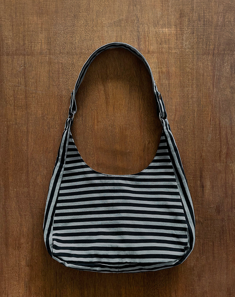 Aimi Tasche in Grau und Schwarz gestreift