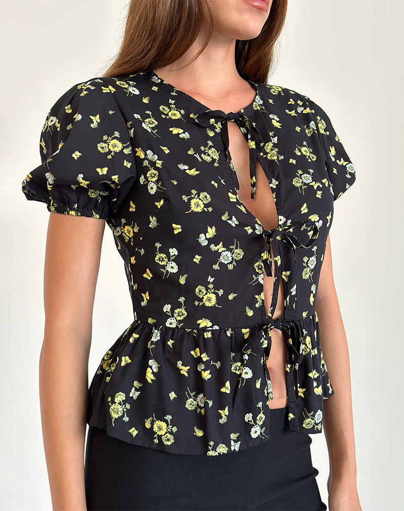 Image of Ajasi Bluse in Lemon und Lime Schwarz