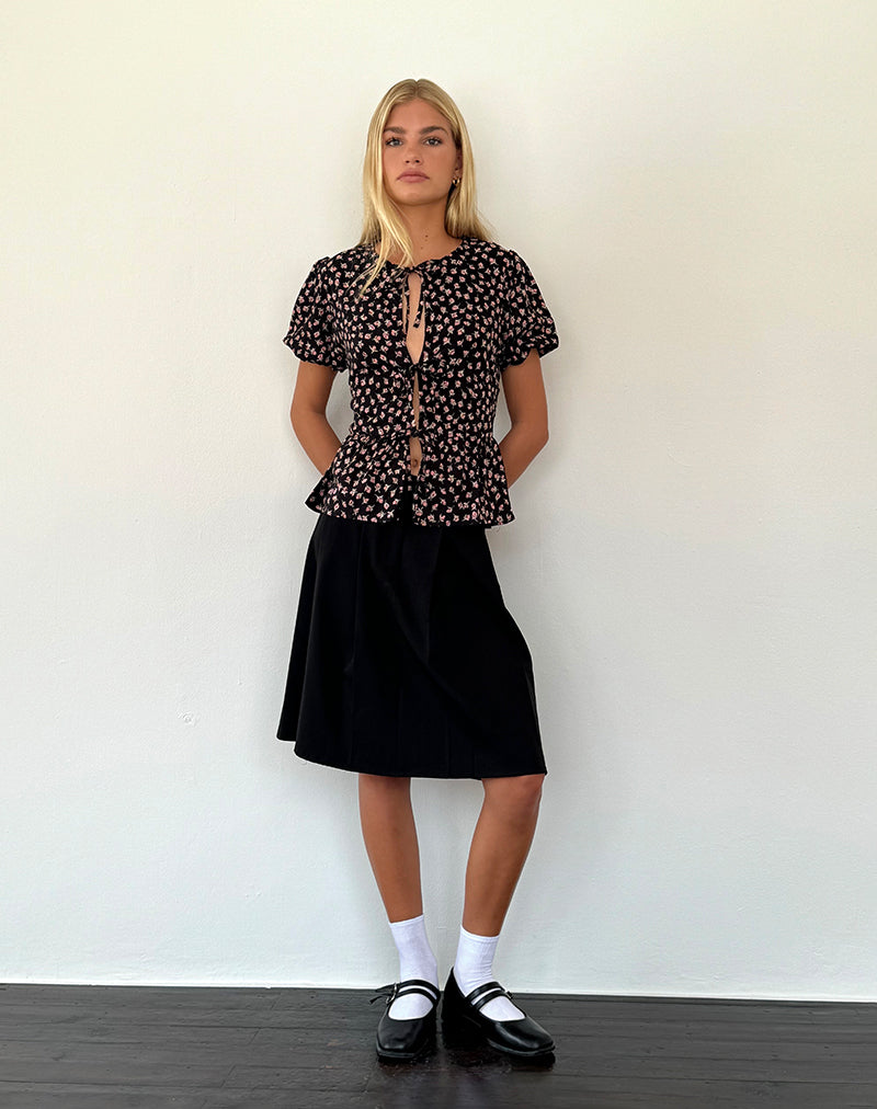 Image of Ajasi Bluse in Rot Rose Ditsy Schwarz
