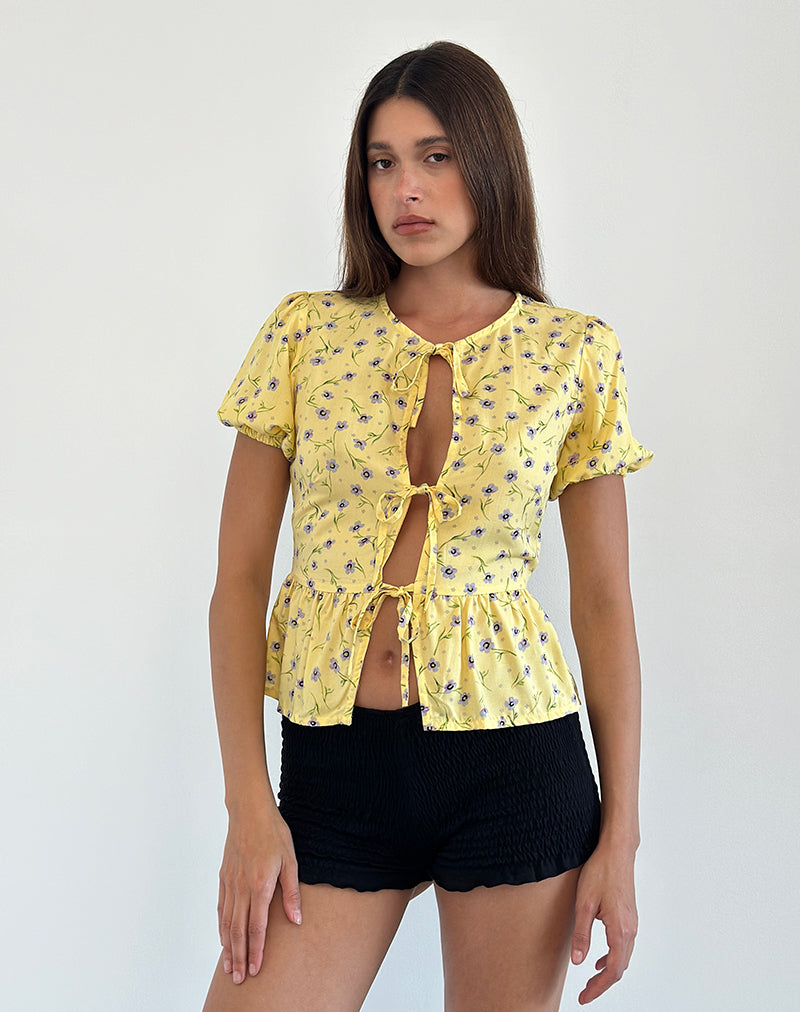 Image of Ajasi Bluse in Wild Flower Lemon Drop