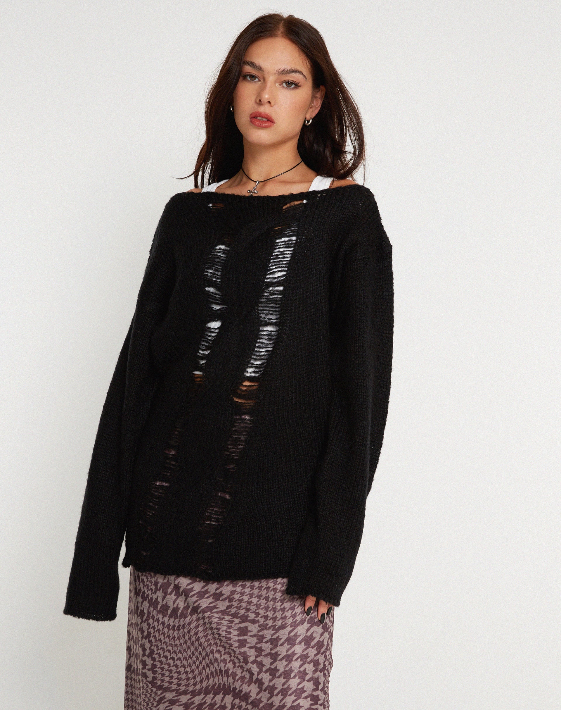 Bild von Akohara Laddered Knitted Top in Schwarz