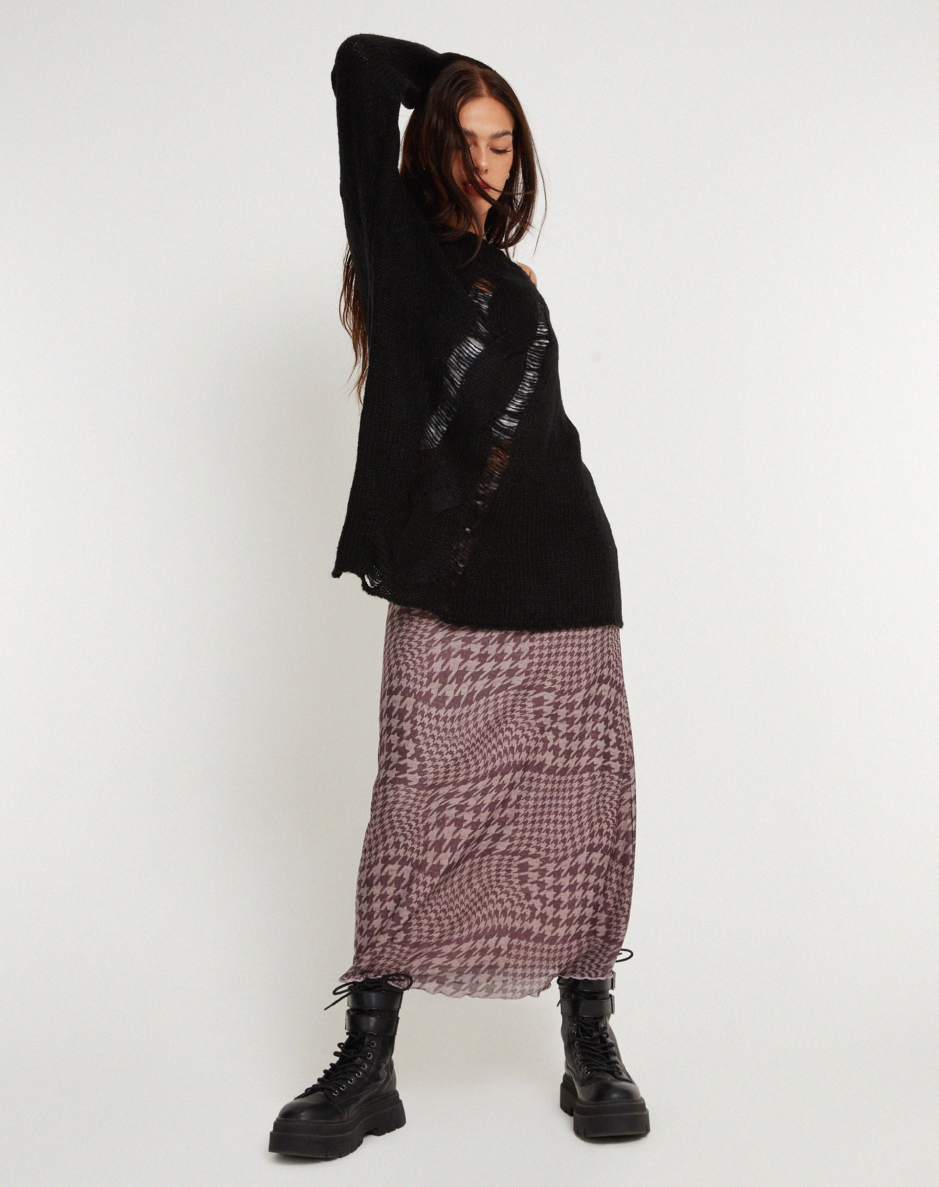Bild von Akohara Laddered Knitted Top in Schwarz