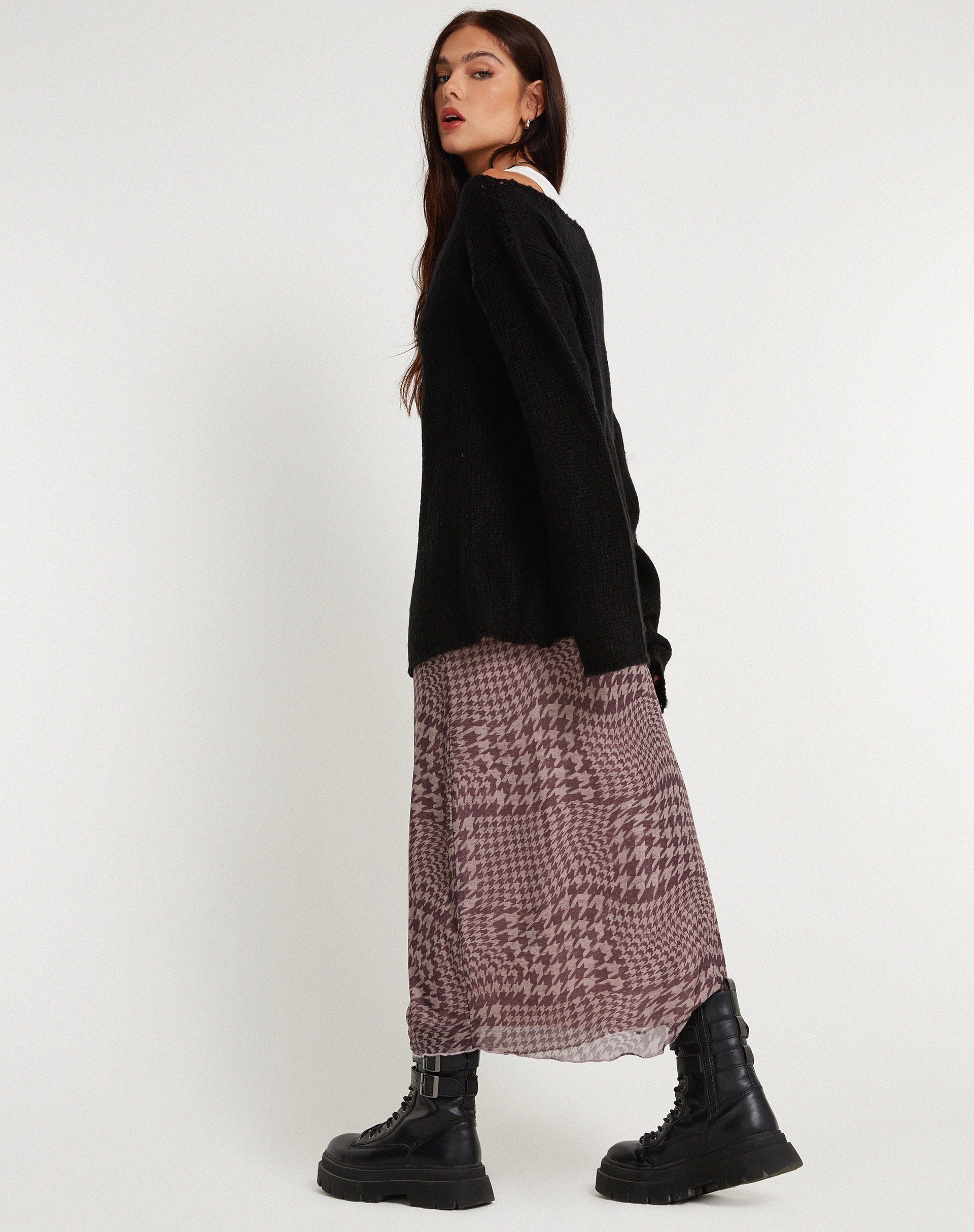Bild von Akohara Laddered Knitted Top in Schwarz