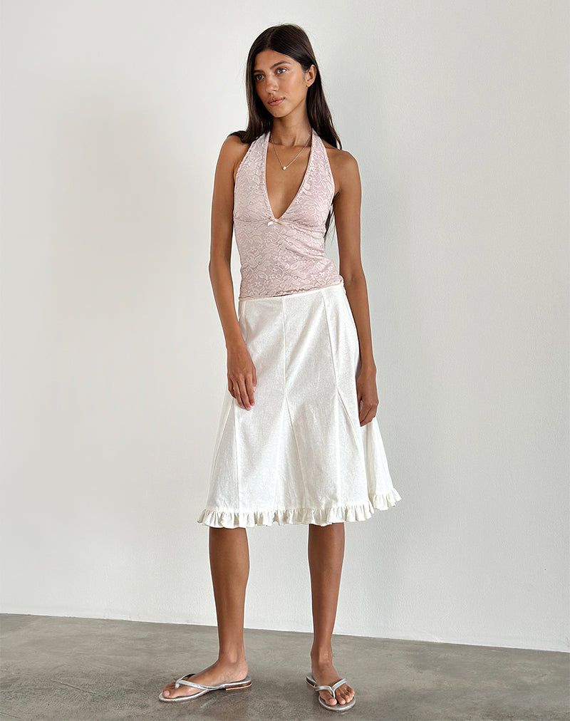 Image of Aksa Neckholder-Top aus Spitze Lotus Pink