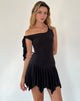 Image of Alba Midi Asymmetrisches Rüschenkleid in Schwarz