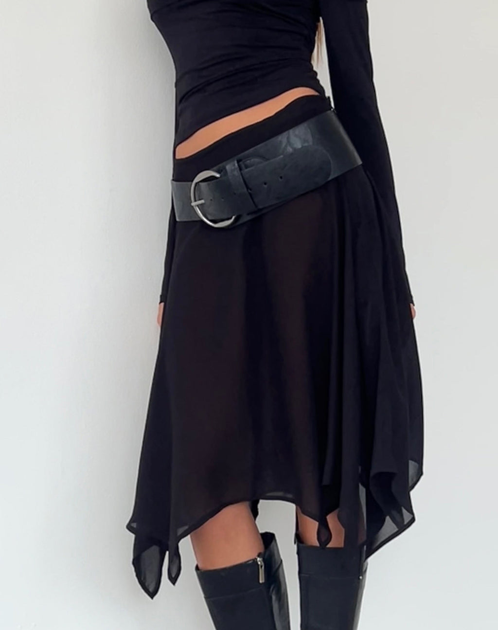 Albertha Midirock aus Chiffon Schwarz
