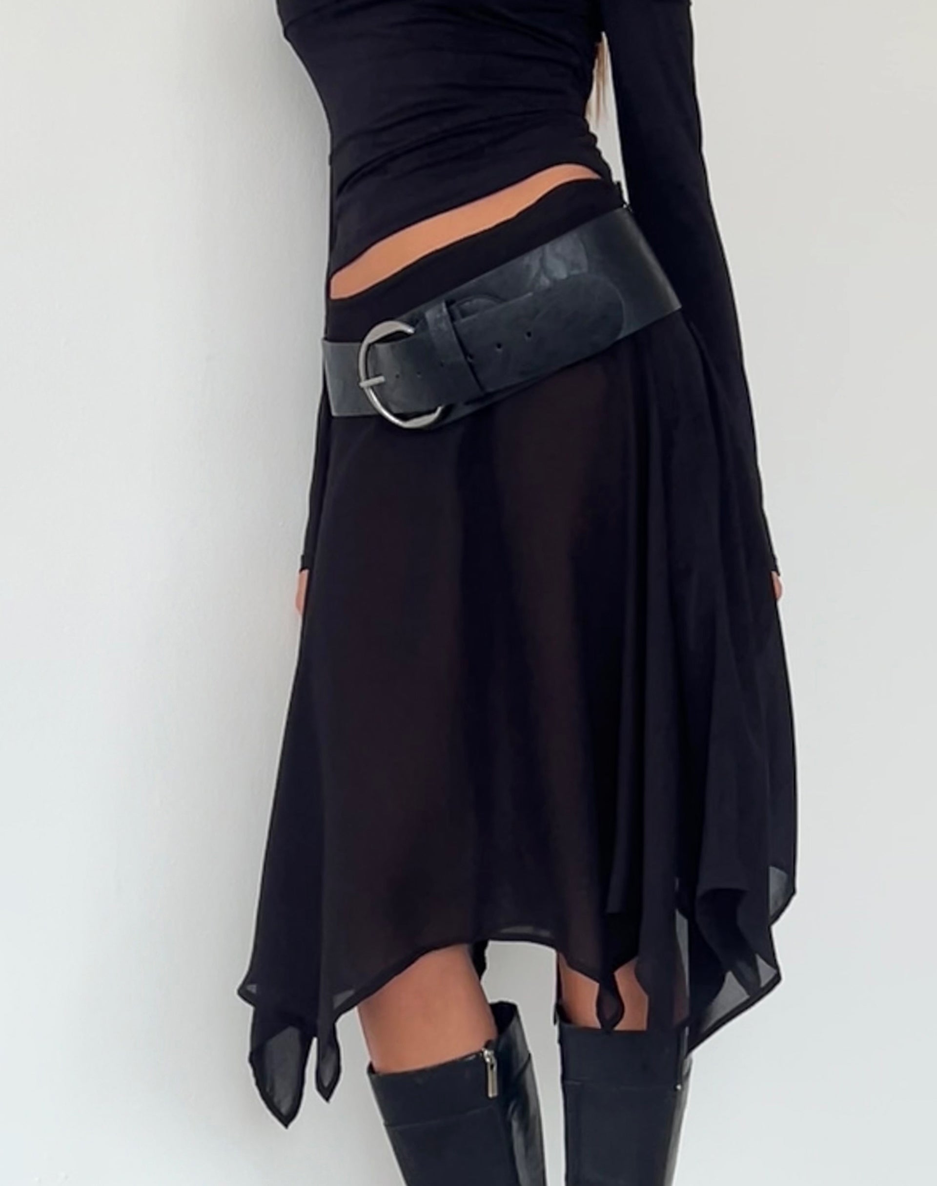 Image of Albertha Midirock aus Chiffon Schwarz