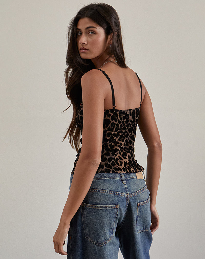 Image of Alcesta Top aus Flocknetz Rar Leopard