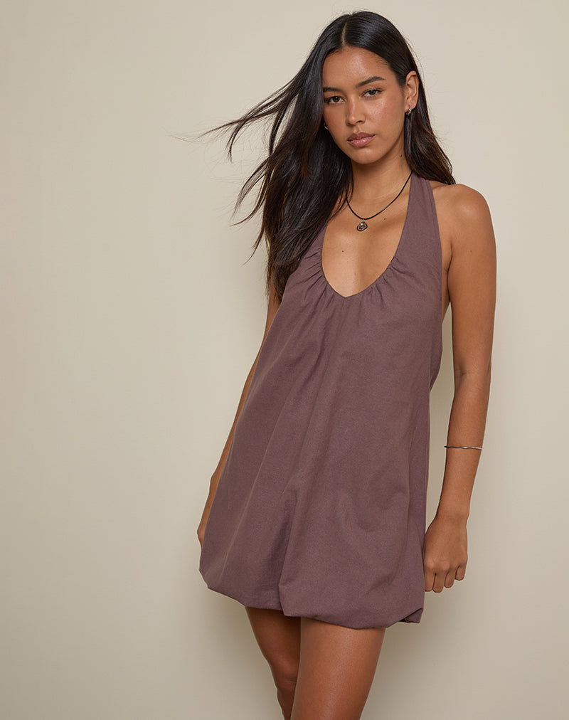 Alcinder Leinen-Minikleid in Deep Taupe