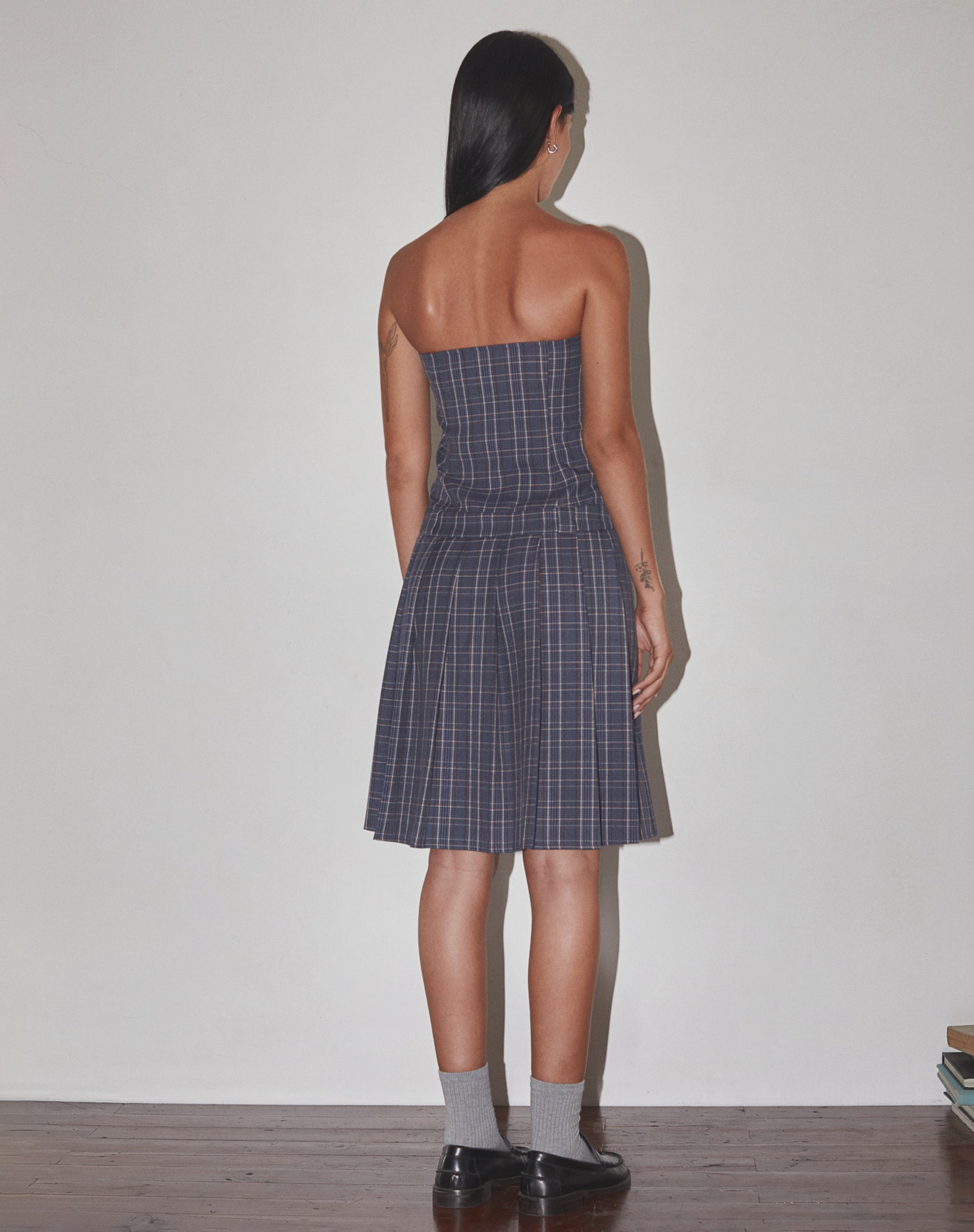 Image of Aldari Bandeau Midikleid Tailoring Marine Karo