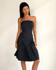 Image of Aldari Bandeau Midikleid in Tailoring Schwarz Nadelstreifen